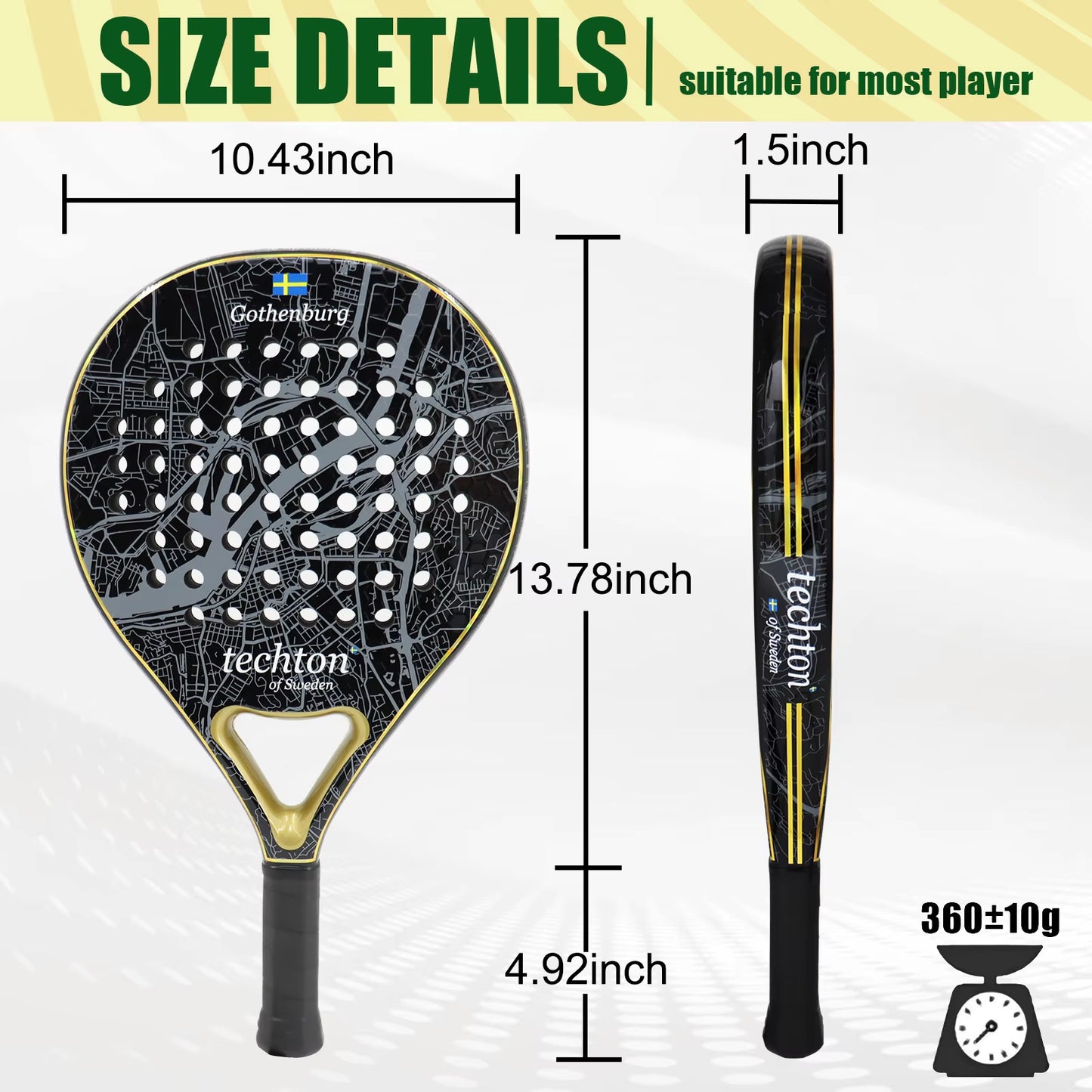 Padel Racket 3K Carbon Padel Paddle Racket with EVA Memory for Beginner Padel Tennis Racquets