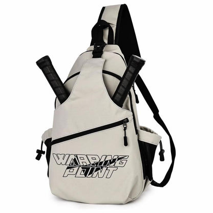 Warping Point Pickleball Bag, Large Capacity Crossbody Backpack for Women Men, Sling Padel Bag Hold 2 to 4 Paddles with Multiple Compartments, Wet Towel Compartment & Safety Pocket, Waterproof, Flocked Lining, Fence Hook