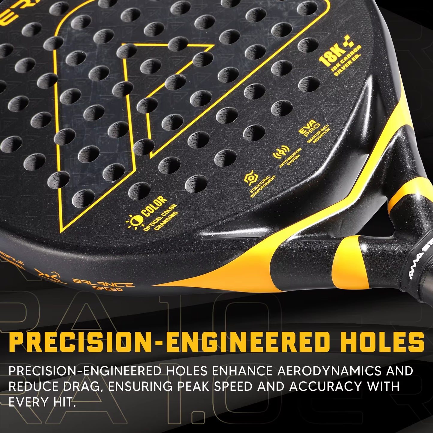 18K Carbon Silver Padel Racket with 3D Textured Surface and Smartstrap Technology for Enhanced Spin - Advanced Pala De Padel