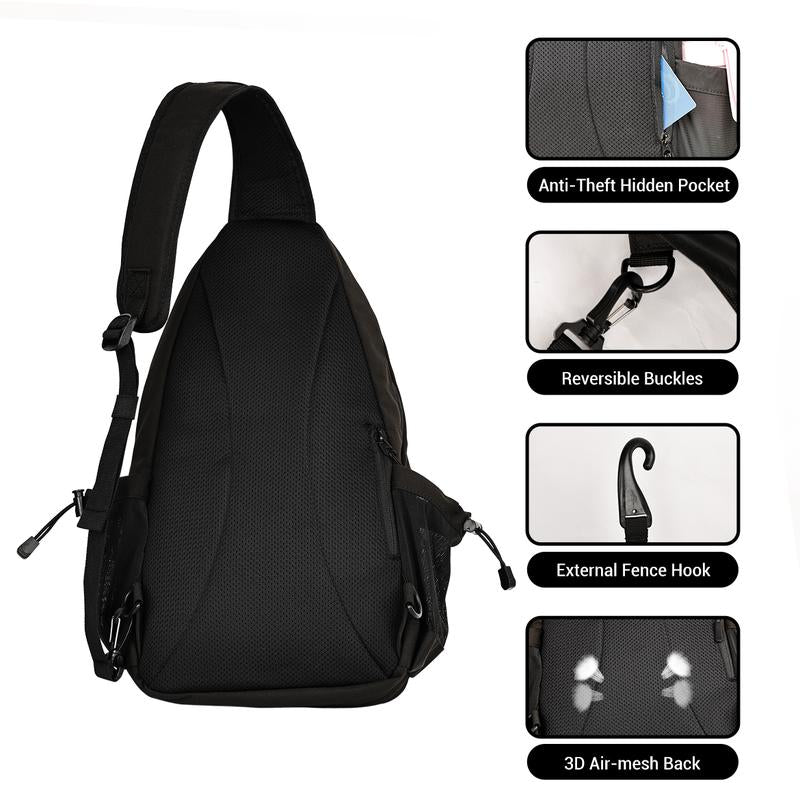 Warping Point Pickleball Bag, Large Capacity Crossbody Backpack for Women Men, Sling Padel Bag Hold 2 to 4 Paddles with Multiple Compartments, Wet Towel Compartment & Safety Pocket, Waterproof, Flocked Lining, Fence Hook