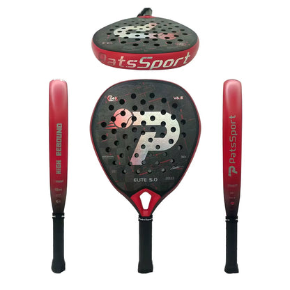 PATSSPORT RTS Professional Diamond Padel Racket - 24K Carbon Fiber, 38mm Thickness, 3D Textured Frosted Finish