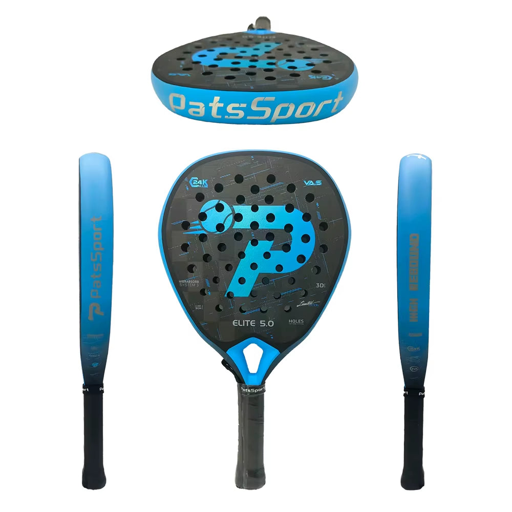 PATSSPORT RTS Professional Diamond Padel Racket - 24K Carbon Fiber, 38mm Thickness, 3D Textured Frosted Finish