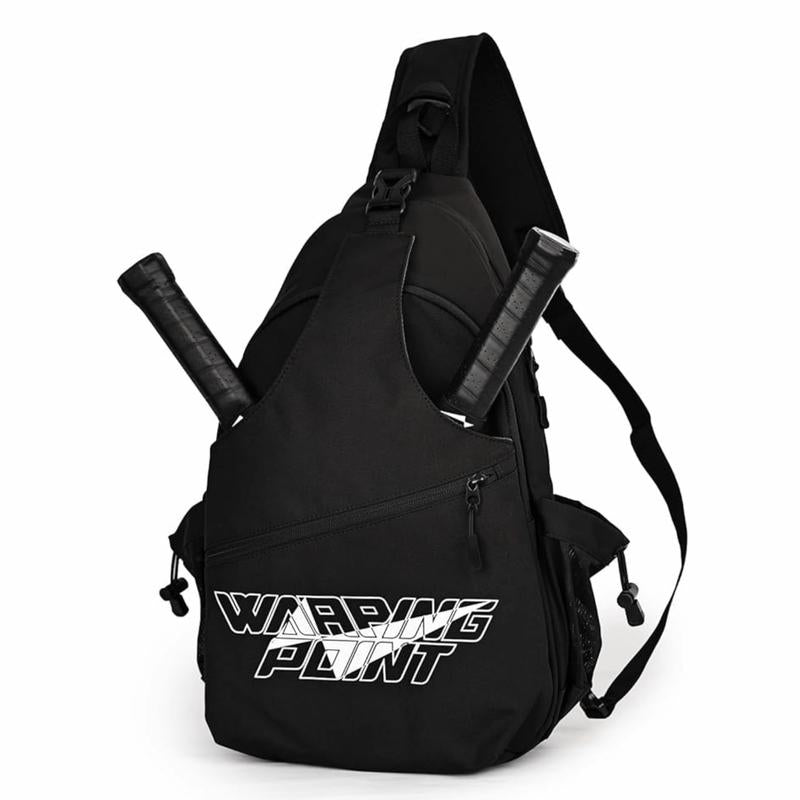 Warping Point Pickleball Bag, Large Capacity Crossbody Backpack for Women Men, Sling Padel Bag Hold 2 to 4 Paddles with Multiple Compartments, Wet Towel Compartment & Safety Pocket, Waterproof, Flocked Lining, Fence Hook